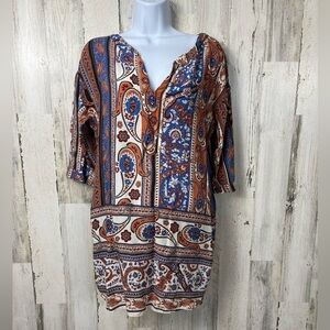 Zara tunic print brown dress size small
